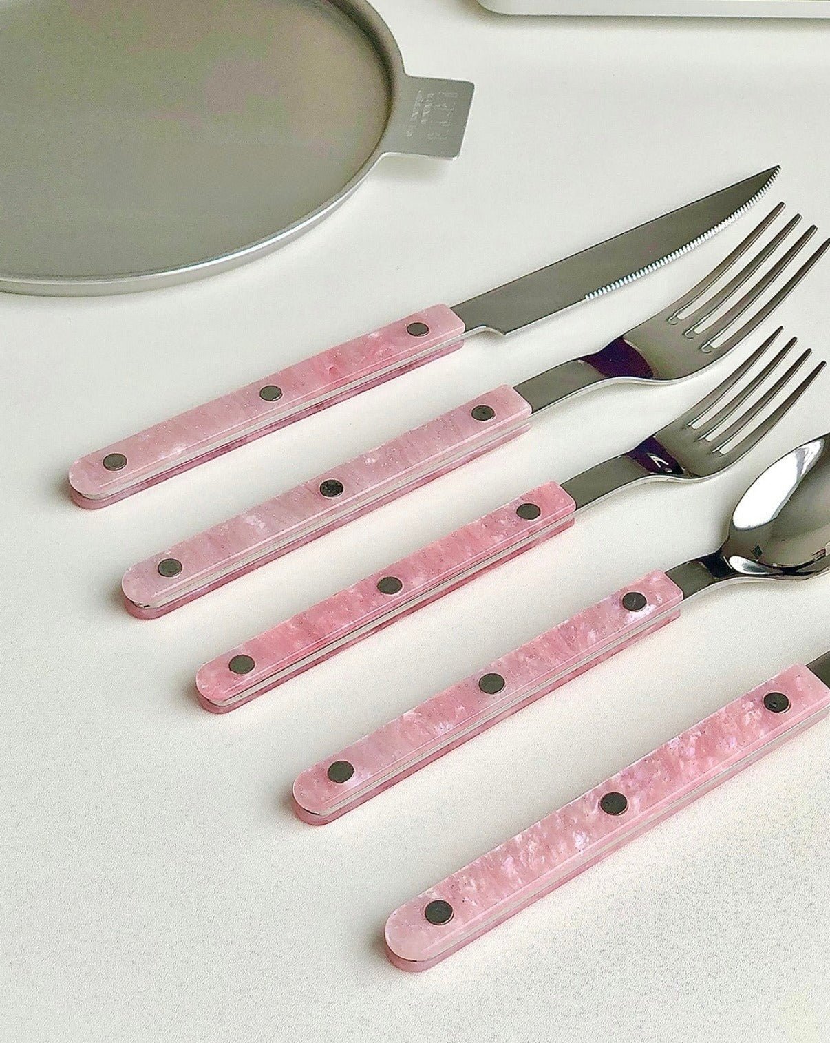 10-Piece Nordic Style Modern Pinky Flatware Set