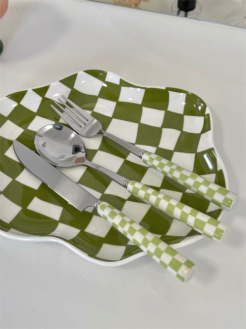 Modern Checkered Flatware Sets