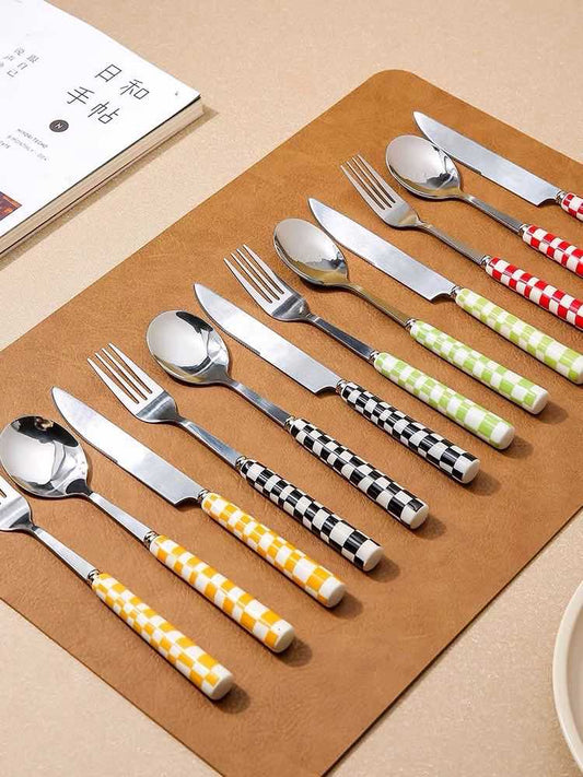 Modern Checkered Flatware Sets