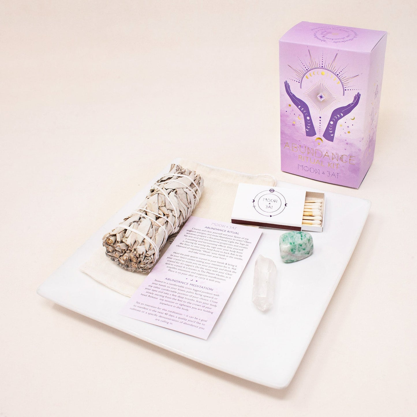 Abundance Ritual Kit with Jade and Clear Quartz Crystal