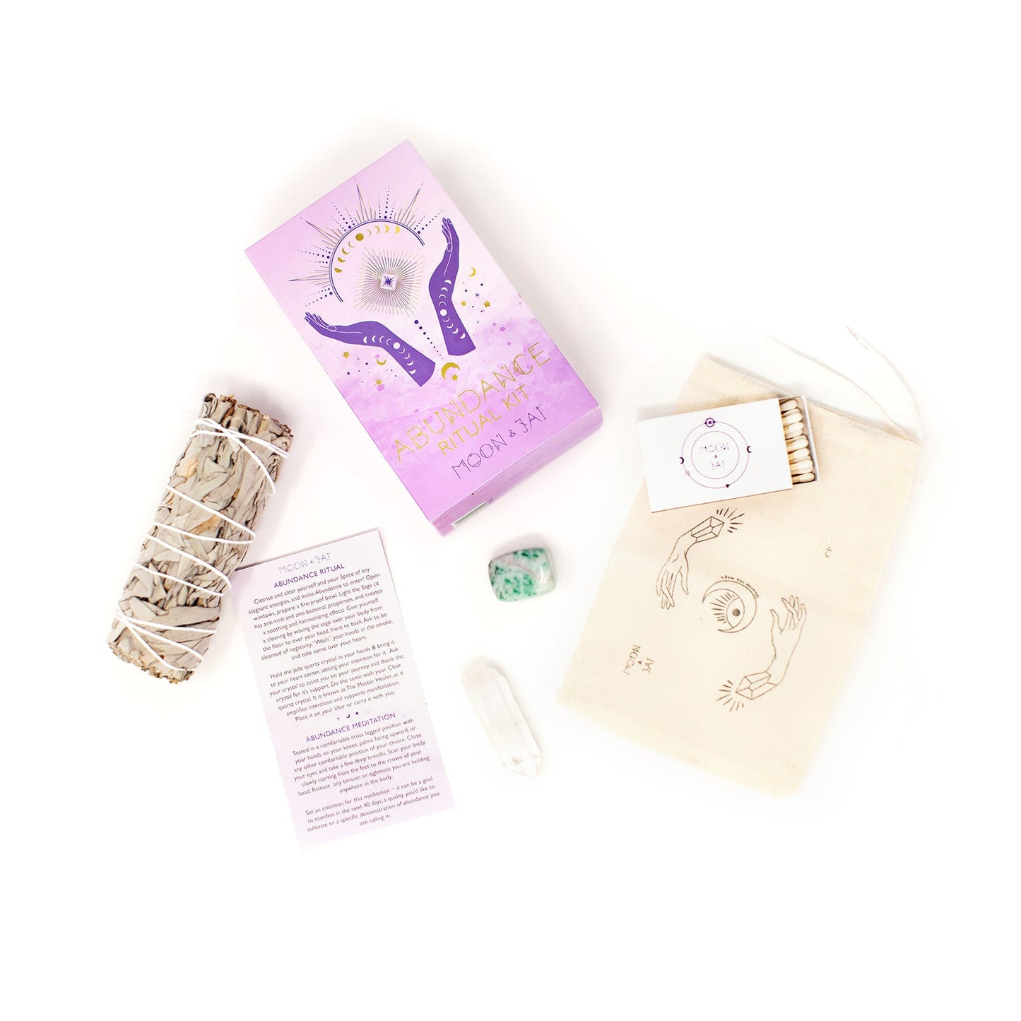 Abundance Ritual Kit with Jade and Clear Quartz Crystal